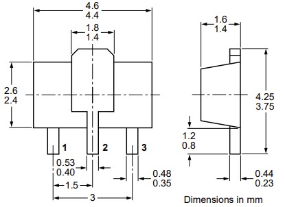 Technische Zeichnung - Nexperia PBSS4350X NPN-Bipolartransistor